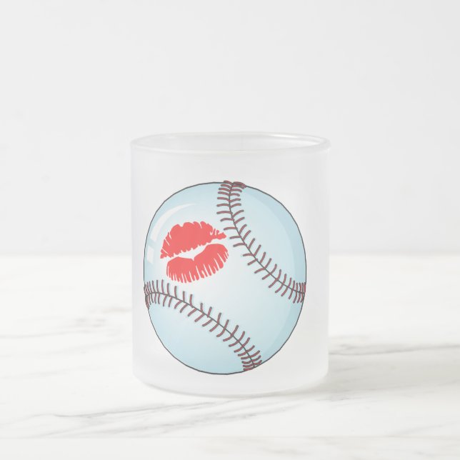 Baseball (Kiss) Frosted Glass Coffee Mug (Center)