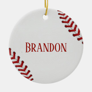 Baseball Laces Bases Ball Red White Game Name Ceramic Tree Decoration