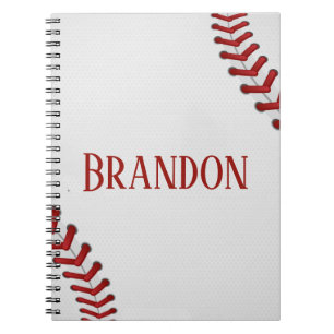Baseball Laces Bases Ball Red White Game Name Notebook
