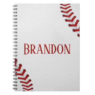 Baseball Laces Bases Ball Red White Game Name Notebook