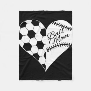 Baseball Laces Soccer Ball Pattern Heart Ball Mum Fleece Blanket