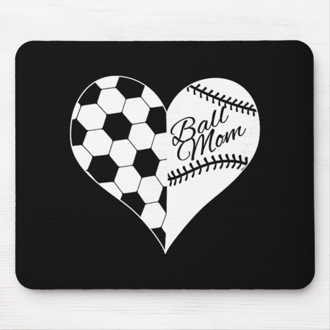 Baseball Laces Soccer Ball Pattern Heart Ball Mum  Mouse Mat (Front)