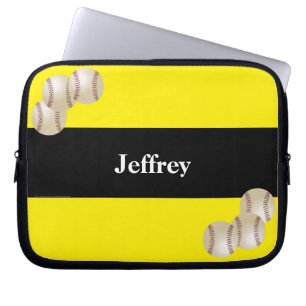 Baseball Laptop Computer Sleeve, Yellow & Black Sleeve