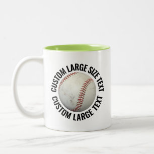 Baseball & Large Text LIME GREEN 11oz Custom Two-Tone Coffee Mug