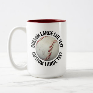 Baseball & Large Text MAROON 15oz Custom Two-Tone Coffee Mug