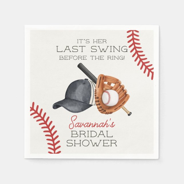 Baseball Last Swing Before The Ring Bridal Shower Napkin (Front)