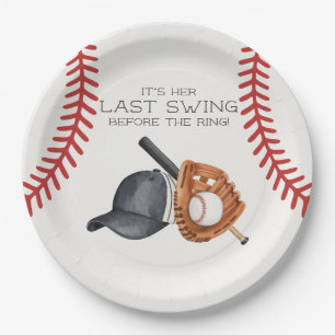 Baseball Last Swing Before The Ring Bridal Shower Paper Plate