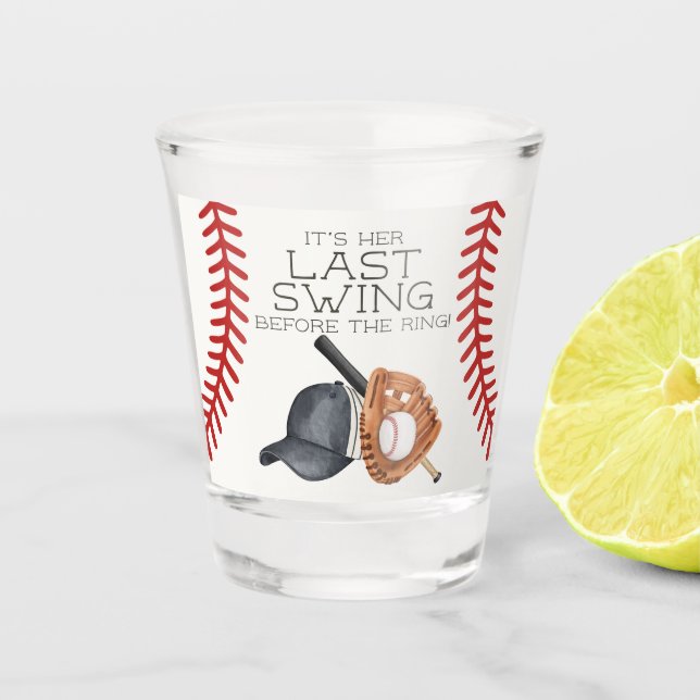 Baseball Last Swing Home Run Bridal Shower Favour Shot Glass (Front)