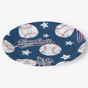 Baseball league paper plate