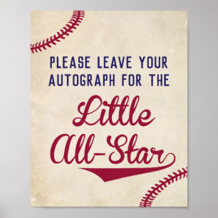Baseball Leave Your Autograph for Little All Star Poster
