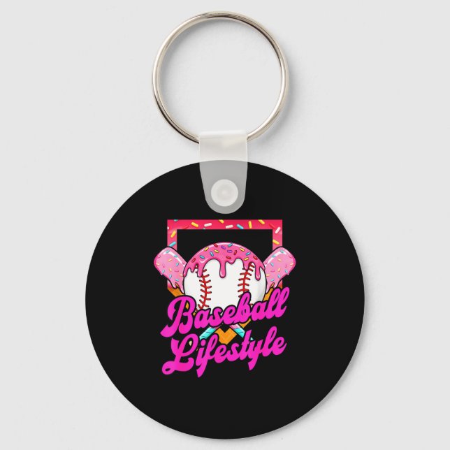 Baseball Life Lifestyle Home Plate Ice Cream Drip  Key Ring (Front)