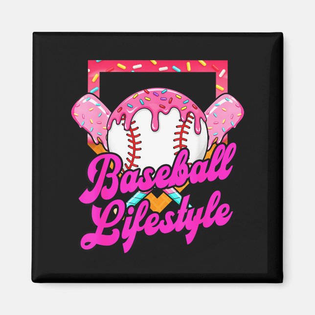 Baseball Life Lifestyle Home Plate Ice Cream Drip  Magnet (Front)