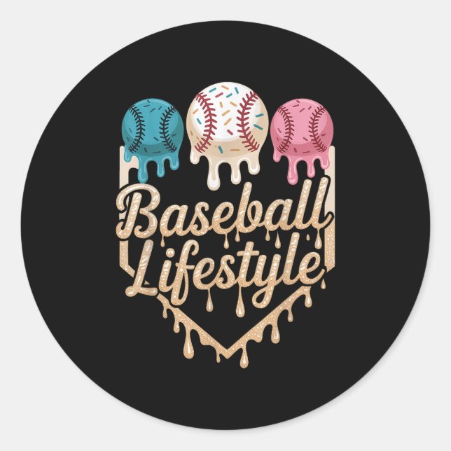 Baseball Lifestyle 101 Apparel Youth Baseball Drip Classic Round Sticker (Front)