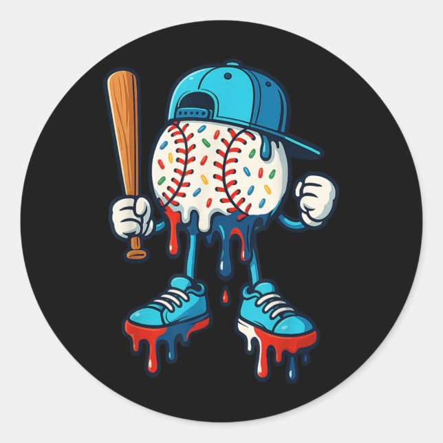 Baseball Lifestyle 101 Apparel Youth Baseball Drip Classic Round Sticker (Front)