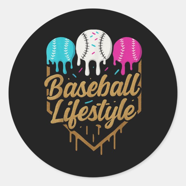 Baseball Lifestyle 101 Apparel Youth Baseball Drip Classic Round Sticker (Front)