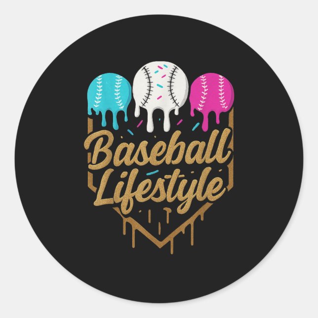 Baseball Lifestyle 101 Apparel Youth Baseball Drip Classic Round Sticker (Front)
