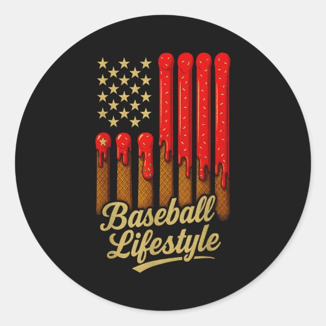 Baseball Lifestyle 101 Apparel Youth Baseball Drip Classic Round Sticker (Front)