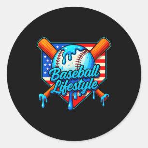 Baseball Lifestyle 101 Apparel Youth Baseball Drip Classic Round Sticker