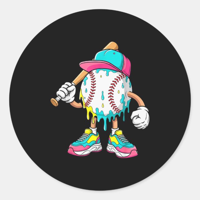 Baseball Lifestyle 101 Apparel Youth Baseball Drip Classic Round Sticker (Front)