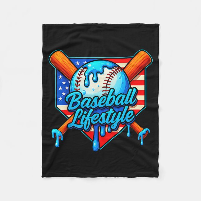 Baseball Lifestyle 101 Apparel Youth Baseball Drip Fleece Blanket (Front)