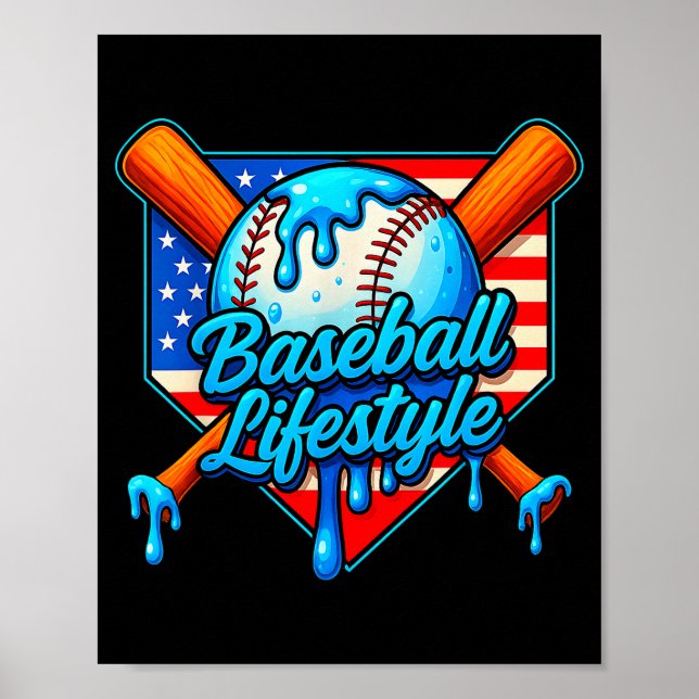 Baseball Lifestyle 101 Apparel Youth Baseball Drip Poster (Front)
