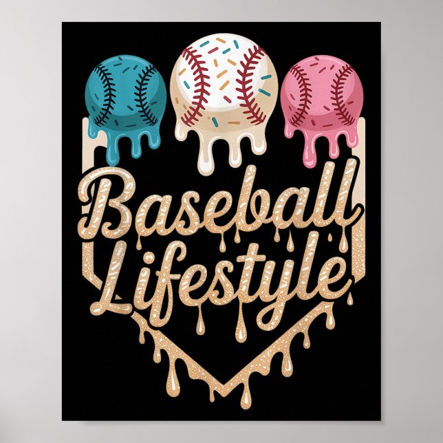 Baseball Lifestyle 101 Apparel Youth Baseball Drip Poster (Front)