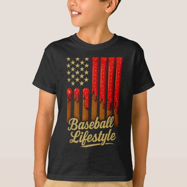 Baseball Lifestyle 101 Apparel Youth Baseball Drip T-Shirt (Front)