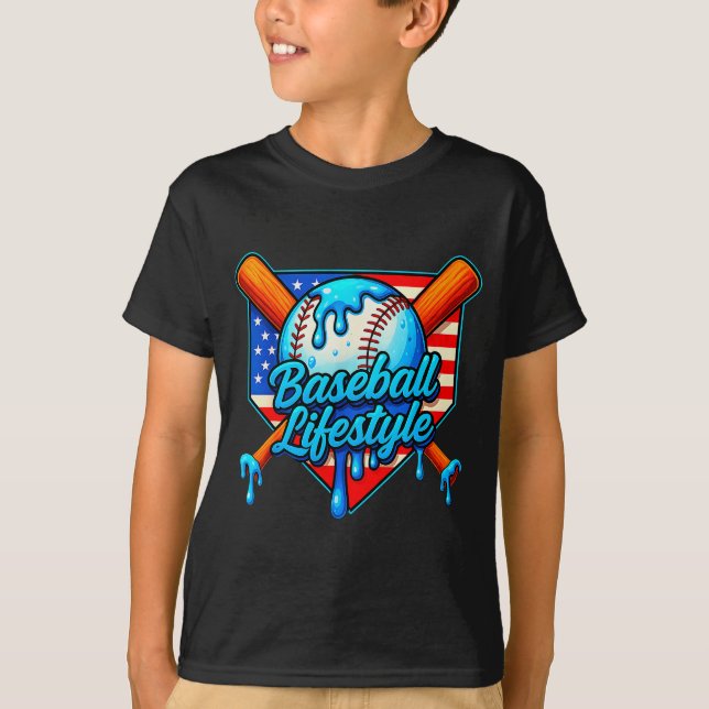 Baseball Lifestyle 101 Apparel Youth Baseball Drip T-Shirt (Front)