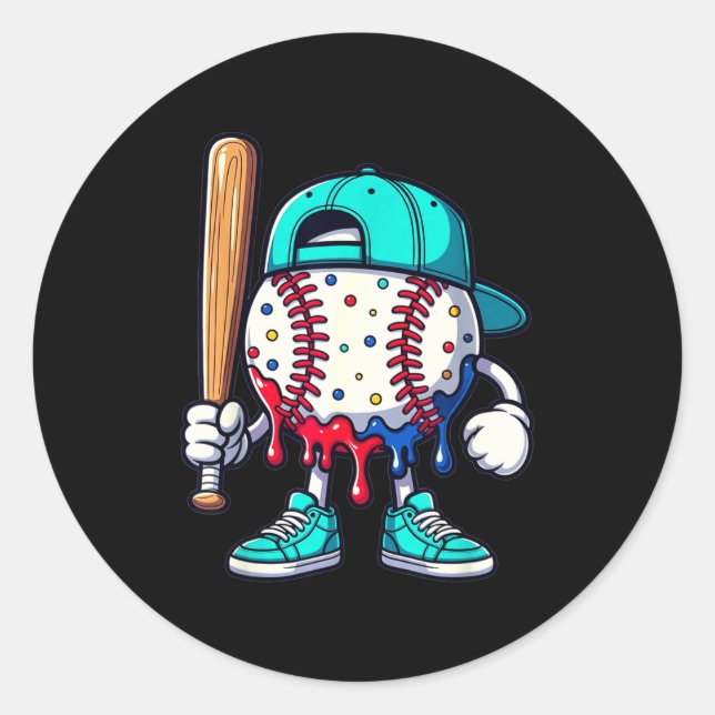 Baseball Lifestyle 101 Apparel Youth Drip Baseball Classic Round Sticker (Front)
