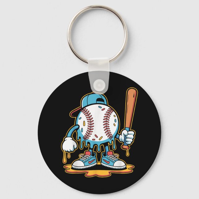 Baseball Lifestyle 101 Tee Youth Baseball Drip Ice Key Ring (Front)