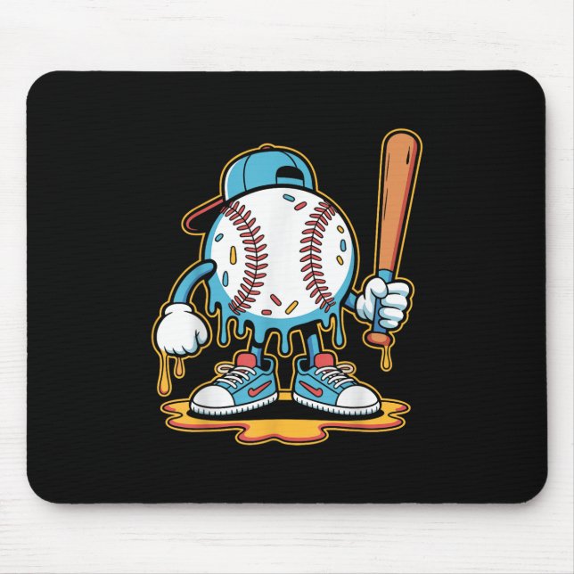 Baseball Lifestyle 101 Tee Youth Baseball Drip Ice Mouse Mat (Front)