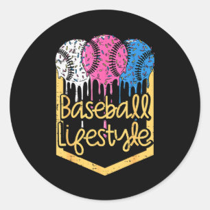 Baseball Lifestyle Ball Sprinkles Drip Boys Kids M Classic Round Sticker
