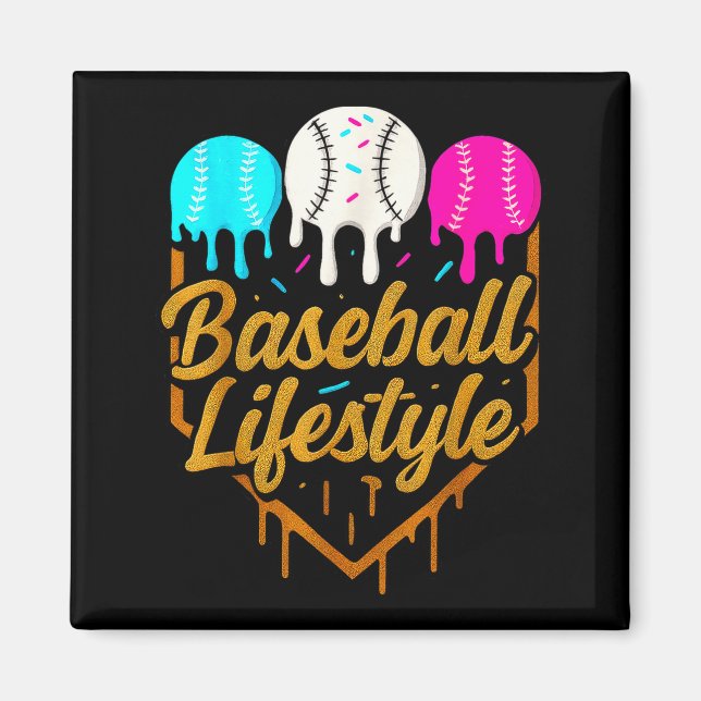 Baseball Lifestyle, Baseball Drip Icecream  Magnet (Front)