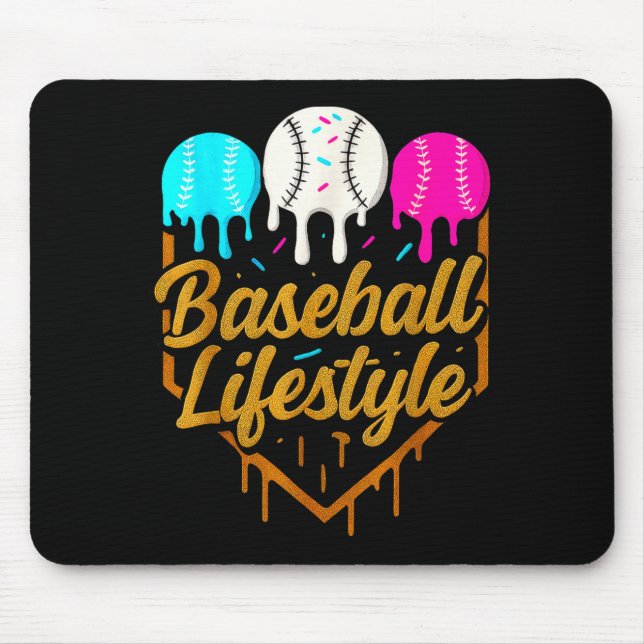 Baseball Lifestyle, Baseball Drip Icecream  Mouse Mat (Front)