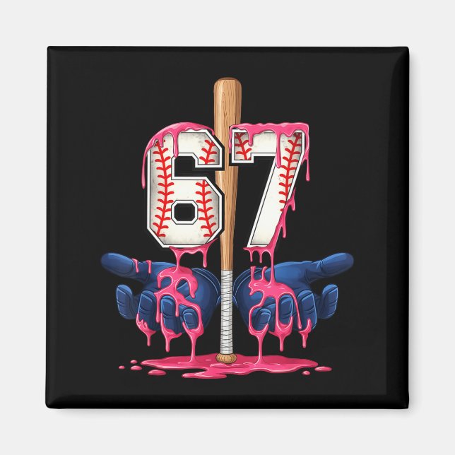 Baseball Lifestyle Shirt Youth Baseball Glove Drip Magnet (Front)