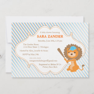 Baseball Lion  Baby Shower Invitation