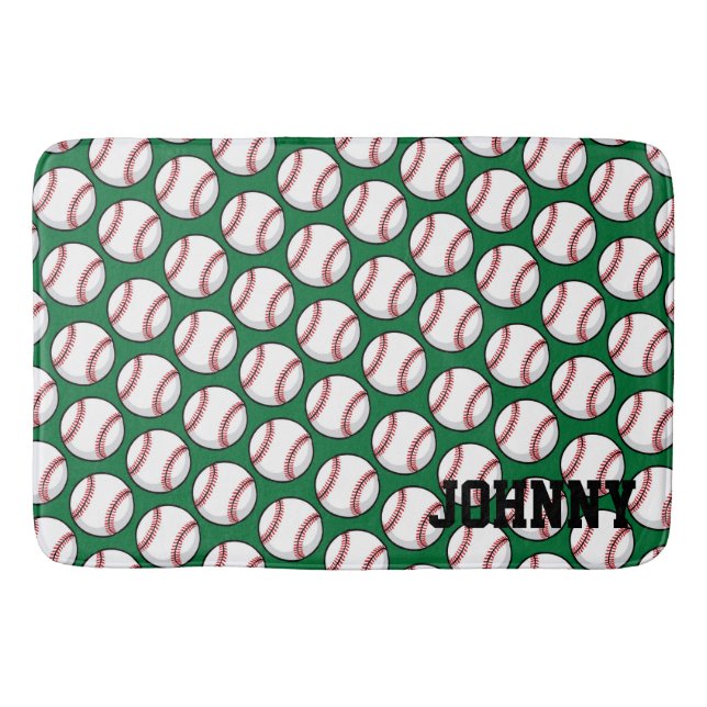 Baseball Little League Kids NAME Sports Decor Bath Mat (Front)