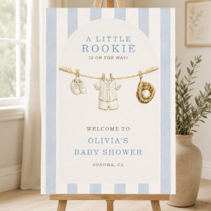 Baseball Little Rookie Baby Shower Welcome Sign
