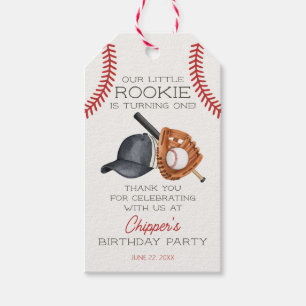 Baseball Little Rookie Home Run Birthday Favour Gift Tags