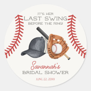 Baseball Little Rookie Home Run Bridal Shower Classic Round Sticker