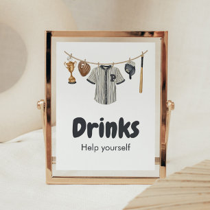 Baseball Little Slugger Baby Shower Drinks Poster