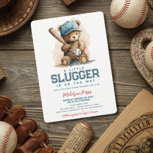 Baseball Little Slugger Teddy Bear  Baby Shower  Invitation