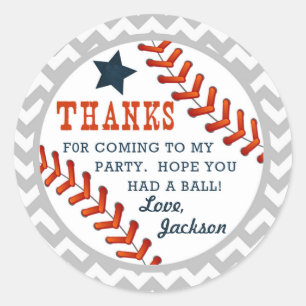 Baseball Little Slugger Thank You Sticker Tags