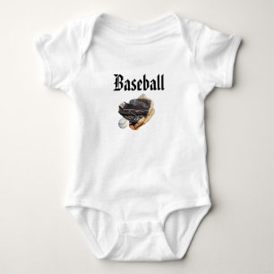 Baseball Logo And Gloves, Baby Bodysuit