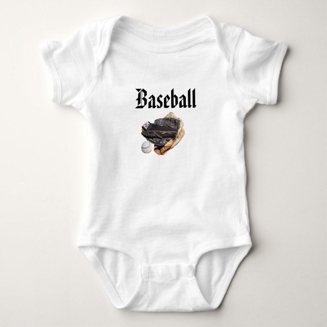 Baseball Logo And Gloves, Baby Bodysuit (Front)