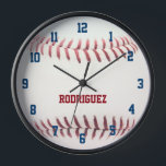 Baseball Look Personalised Wall Clock<br><div class="desc">Celebrate your love of baseball with this baseball themed wall clock.  Perfect for a kid's bedroom,  the man cave,  or anywhere! Personalise with a name or team name!</div>