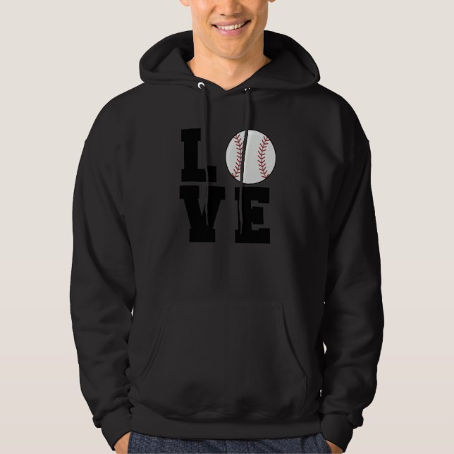Baseball Love Mom Dad Coach Player Athlete Sport   Hoodie (Front)