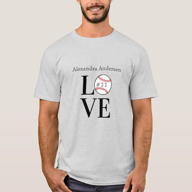 Baseball LOVE: Personalised add name, and number   T-Shirt (Front)