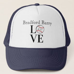 Baseball LOVE: Personalised add name, and number Trucker Hat