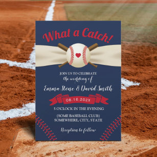 Baseball Love Sports Theme Elegant Navy Wedding Invitation